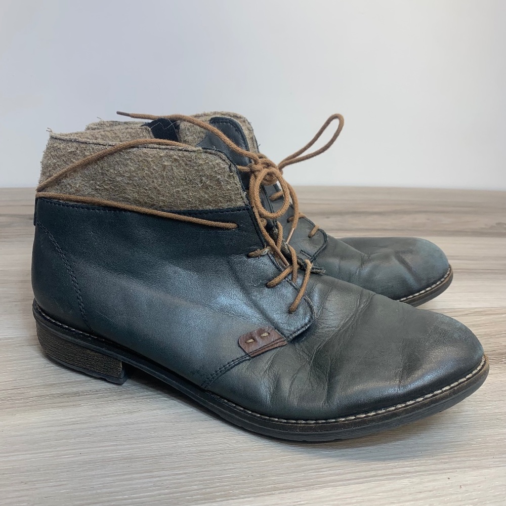 Remonte Ankle Chukka Boots Womens 40 9 Gray Leather Comfort Winter Side Zip